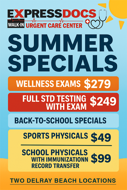 Summer Specials from Express Docs Urgent Care in Delray Beach